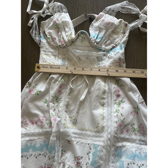 Revolve For Love & Lemons Dress Shea Mini Floral Ivory Size XXS - Picture 9 of 9